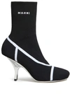 MARNI INTARSIA LOGO ANKLE BOOTS WHITE/BLACK