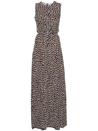 Msgm Giraffe-print Maxi Dress In Grey