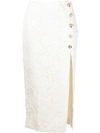 Self-portrait Cord-lace Slit Midi Skirt In White