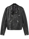 Versace Leather Biker Jacket In Black