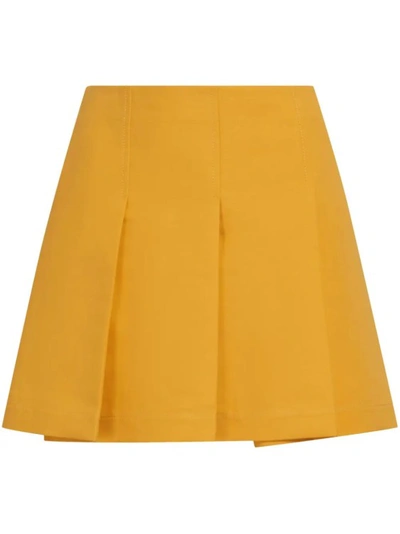 Marni Pleated Cotton Miniskirt In Gold