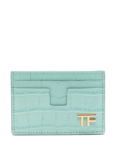 Tom Ford Turquoise Crocodile Effect Portcard In Blue