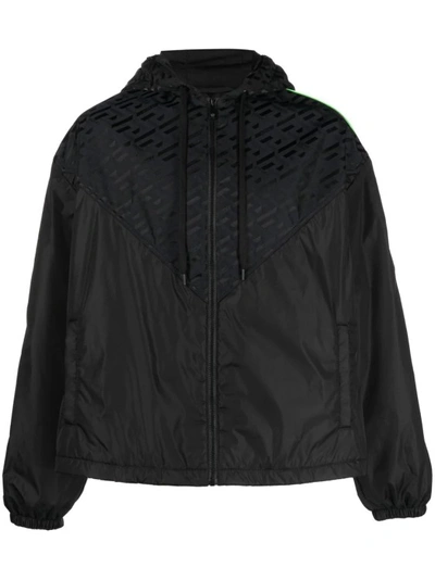 Versace Panelled Logo-print Track Jacket In Black