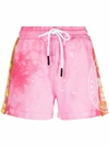 PALM ANGELS MULTICOLORED TIEDYE COLLEGE SHORTS