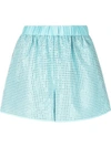 Self-portrait Hot Fix Taffeta Shorts In Blue