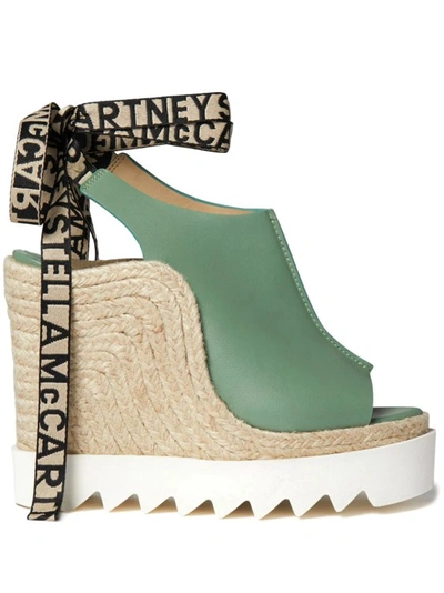 Stella Mccartney 100mm Gaia Wedge Espadrilles In Green