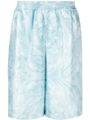 Versace Barocco Print Silk Shorts In White