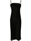 VERSACE BLACK BAROCCO LACE COWL MIDI DRESS