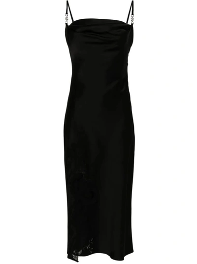 Versace Black Barocco Lace Cowl Midi Dress