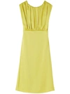 Jil Sander Gathered Sleeveless Midi Dress In Yellow