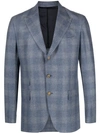 Eleventy Plaid-check Single-breasted Blazer In Blue