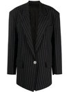 Attico Glen Pinstripe Single-breasted Blazer In Black