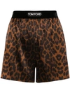 Tom Ford Velvet-trimmed Leopard-print Silk-blend Satin Shorts In Black