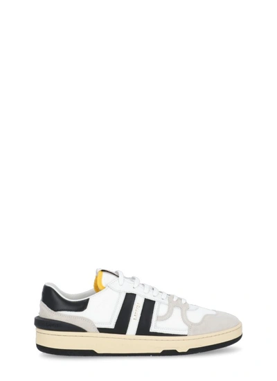 LANVIN WHITE LEATHER AND FABRIC SNEAKERS