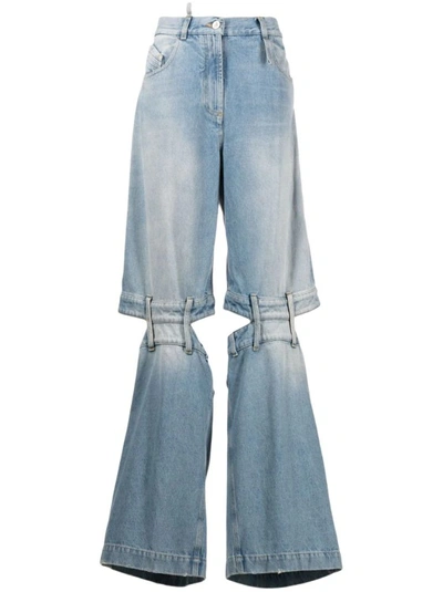 Attico Ashton Mid-rise Wide-leg Jeans In Blue