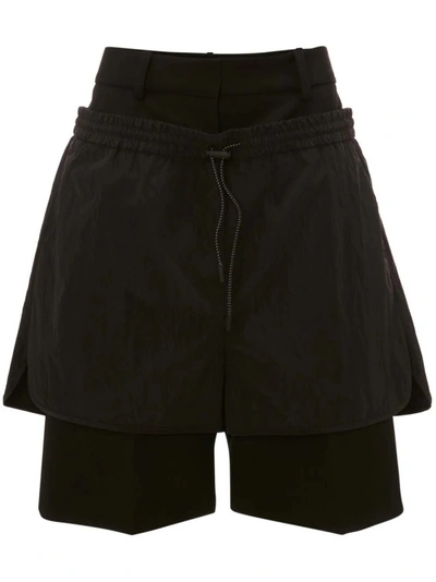 Jw Anderson Layered Knee-length Shorts In Black