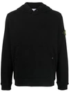 Stone Island Compass-motif Drawstring Cotton Hoodie In Black