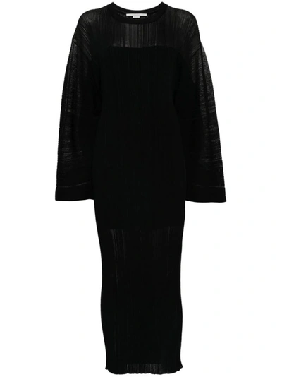 Stella Mccartney Fine Ribbed Midi Dress In Black