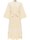Joseph Collarless Silk Dress In Neutrals