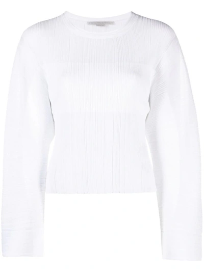 Stella Mccartney Wide Ribbed Knit Top With Asymmetric Hem In White