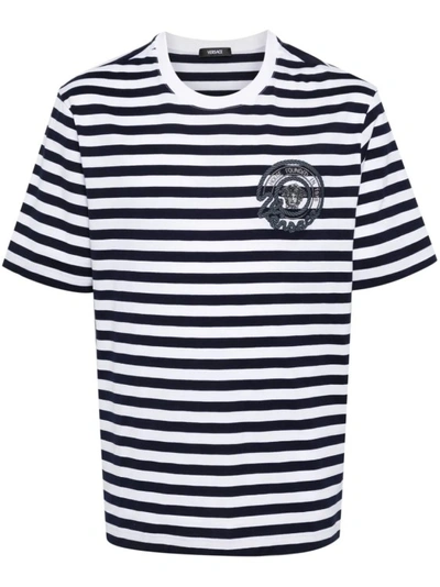 VERSACE MULTICOLORED NAUTICAL STRIPES T-SHIRT