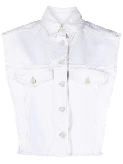 Isabel Marant Tyra Cotton Denim Waistcoat In White