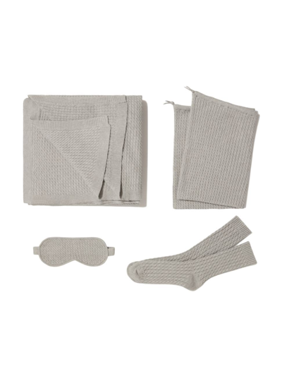 Weworewhat Women's 4-piece Cable-knit Travel Gift Set In Heather Grey