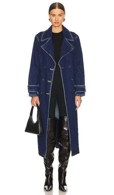 Sndys Wren Denim Trench In Blue