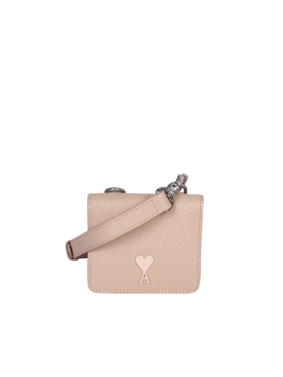 Ami Alexandre Mattiussi Ami Paris Logo Plaque Strapped Card Holder In Pink