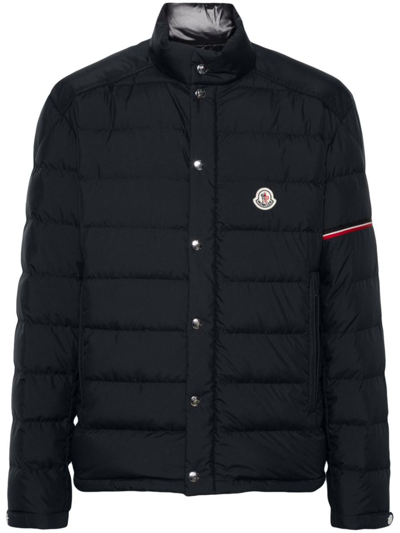 Moncler Men's Colomb Down Jacket With Striped Armband In Navy