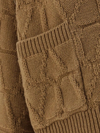 Valentino Ladies Cammello Toile Iconographe Cardigan In Brown