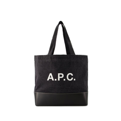 Apc A.p.c. Logo Printed Tote Bag In Black