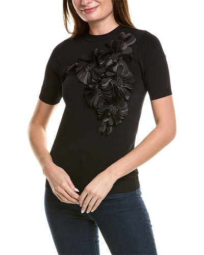 Gracia Applique Top In Black