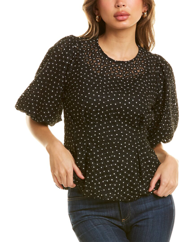 Gracia Flower Embroidered Top In Black