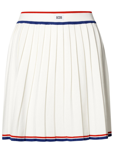 Gcds Pleated Knit Skirt In White