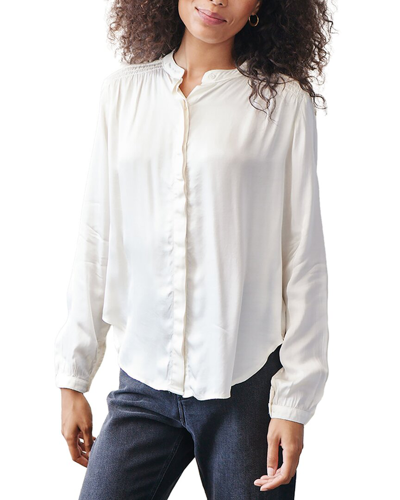 Bella Dahl Relaxed Fit Smocked Button Down Shirt In White