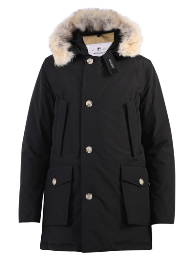 Woolrich Arctic Parka With Removable Fur Coat In Black