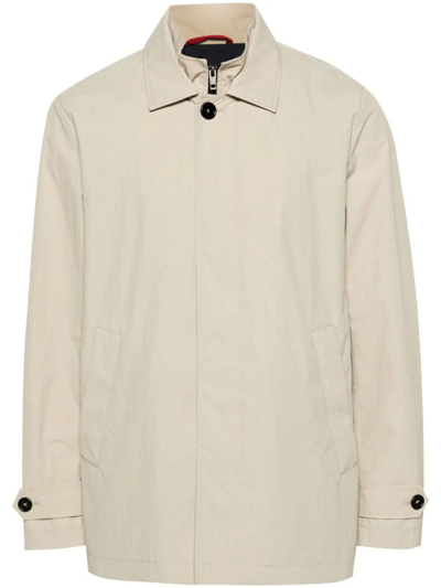 Fay Morning Crinkled Shirt Jacket In Beige