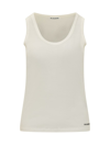 Jil Sander White Crewneck Sleeveless Top In Cotton In White