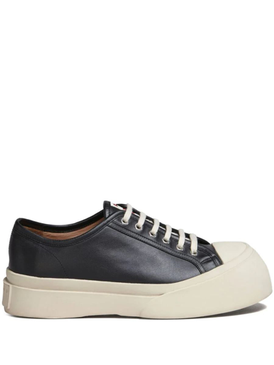Marni Leather Lace-up Trainers In Black