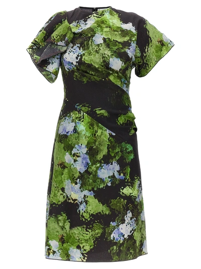 Victoria Beckham Floral Printed Dress In Multicolor