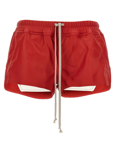 Rick Owens Fog Boxers Shorts In Red Leather