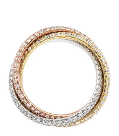 Cartier Medium White, Yellow, Rose Gold And Diamond Trinity Ring In Multi