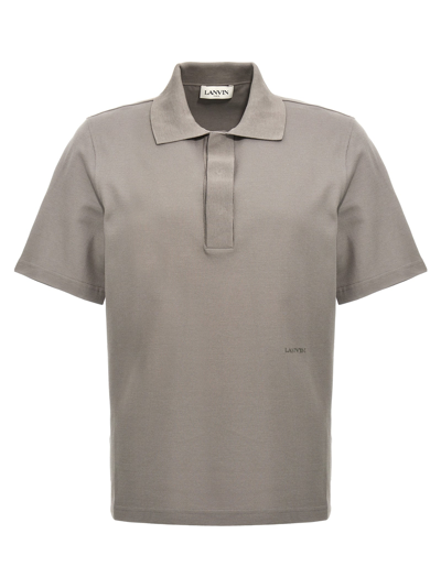 Lanvin Logo Embroidery Polo Shirt In Gris