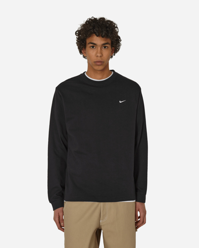 Nike Solo Swoosh Oversized Logo-embroidered Cotton-blend Jersey Sweatshirt In Black