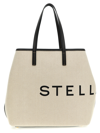 Stella Mccartney Stella Mc Cartney Ecru Cotton Blend Tote Bag With Logo
