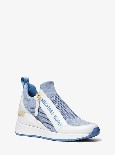 Michael Kors Willis Stretch Knit Trainer In Blue