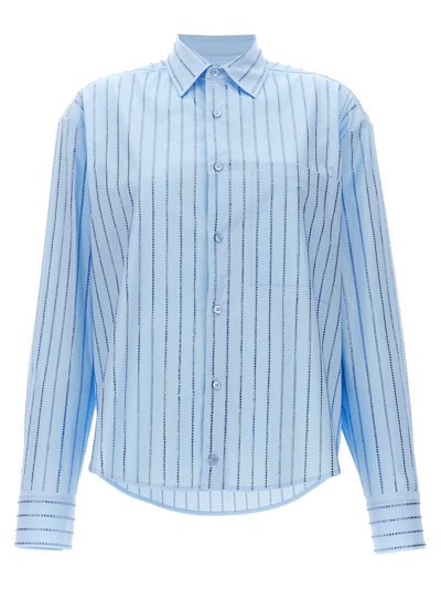 Giuseppe Di Morabito Rhinestone-embellished Striped Shirt In Blue