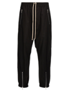 Rick Owens Black Drop-crotched Track Pants With Drawstring In Stretch Cotton Man