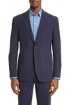 Emporio Armani Techno Performance Solid Sport Coat In Solid Blue Navy